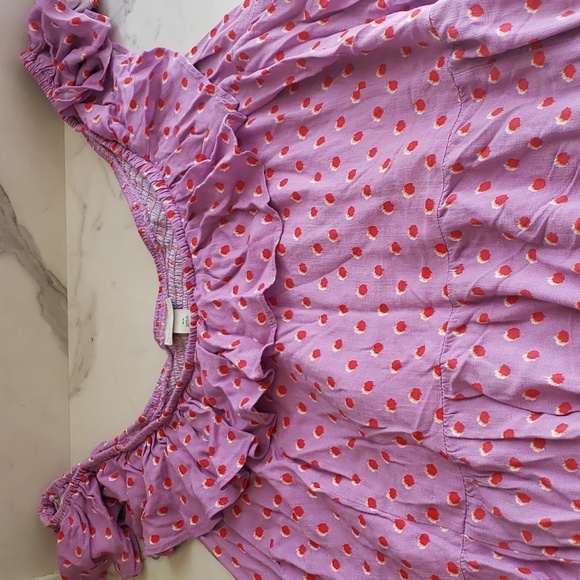 Ava & Viv Purple with Red Polka Dot Ruffle Short Sleeve Side Slit Dress Size 4X - Picture 5 of 11